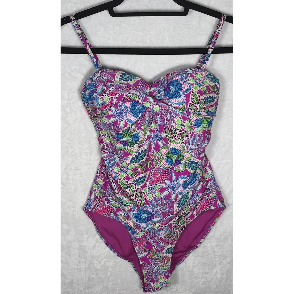 Stella Parker Collection 1pc Swimwear Purple Floral Multicolor Size Medium